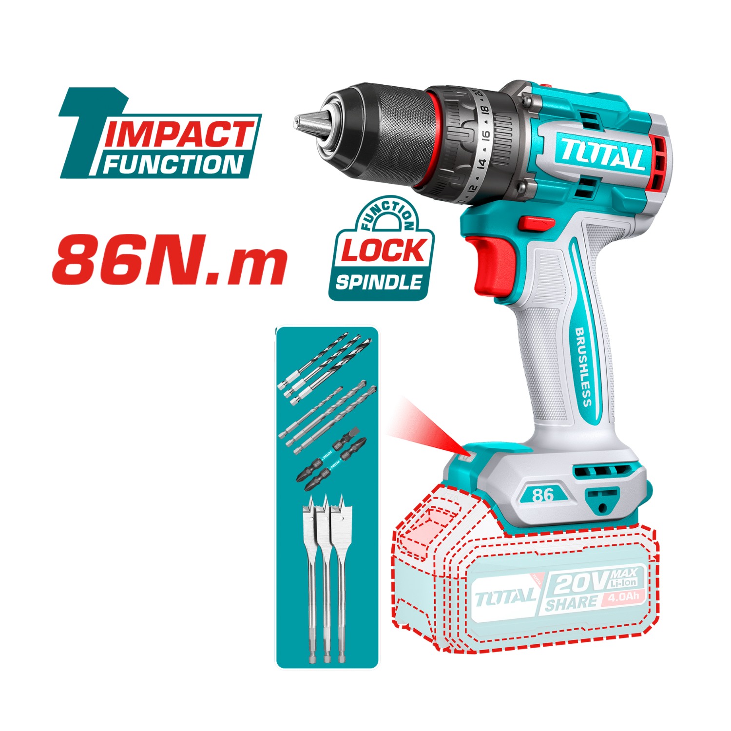TALADRO PERCUTOR 86NM INDUSTRIAL TOTAL - 3