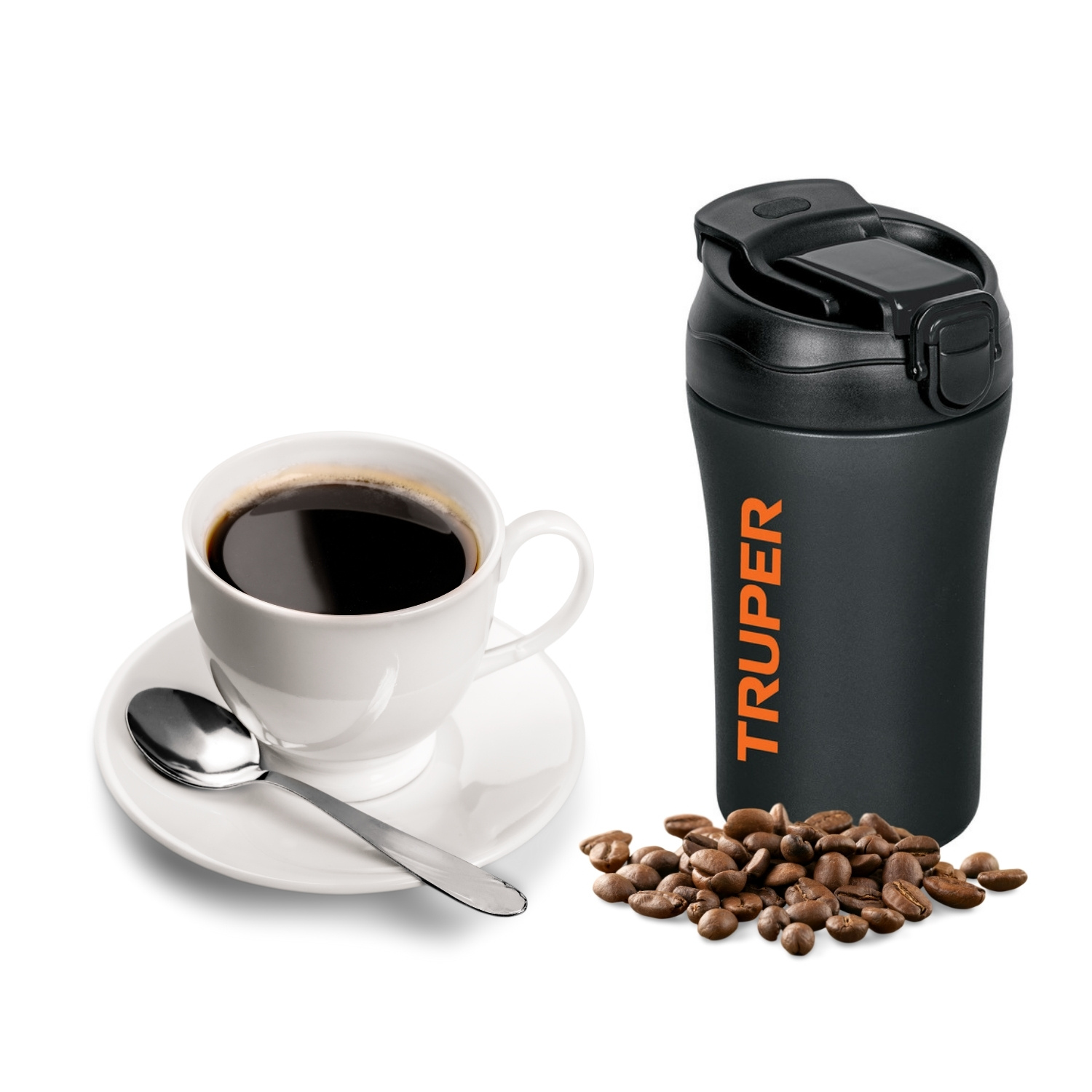 TERMO DE ACERO INOXIDABLE 400ML + TOMATODO DE PLÁSTICO 740ML TRUPER - 3