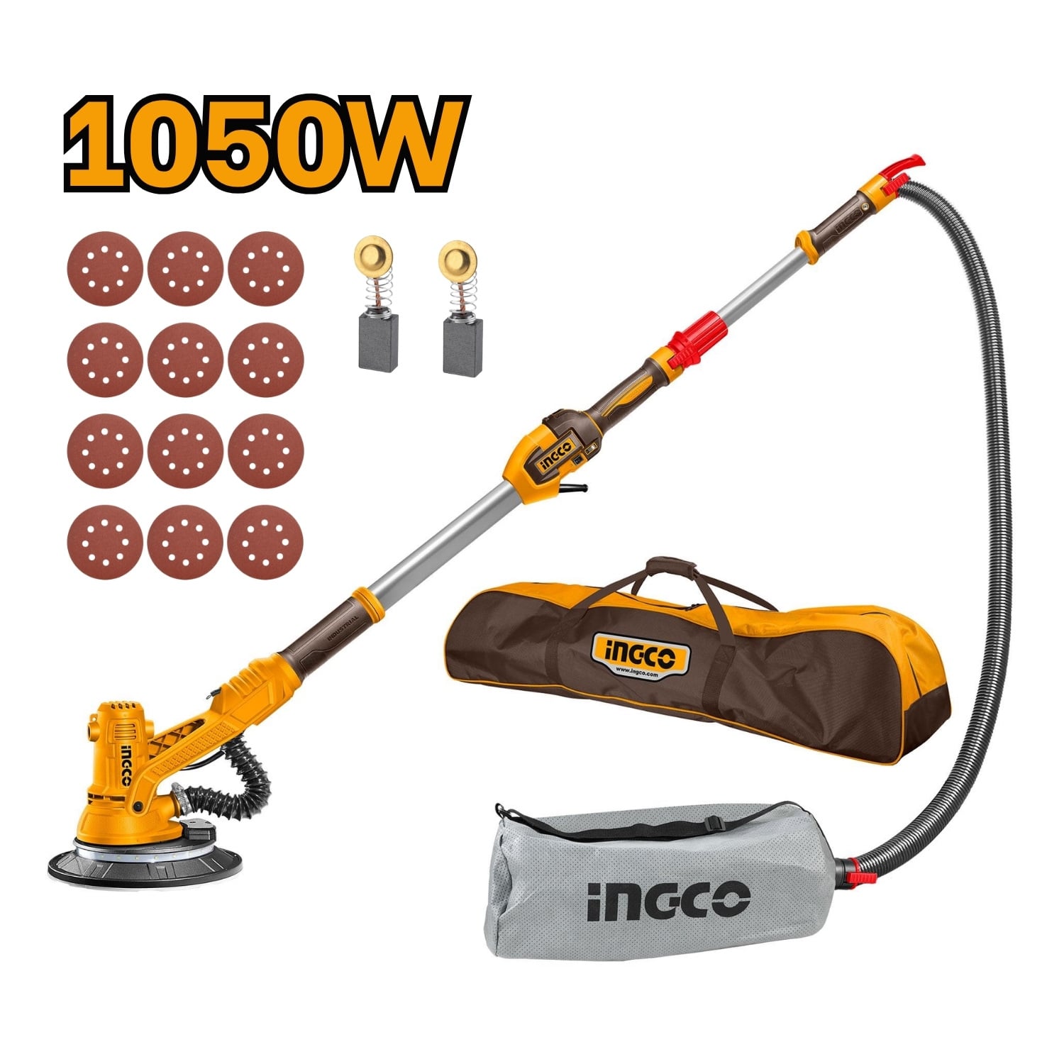 LIJADORA DE PARED Y TECHO TELESCÓPICA INDUSTRIAL 1050W INGCO - 1