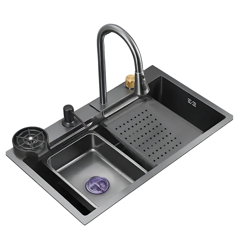 LAVADERO DE COCINA MULTIFUNCIONAL PREMIUM CROMADO ALFA AFL-554 - 1