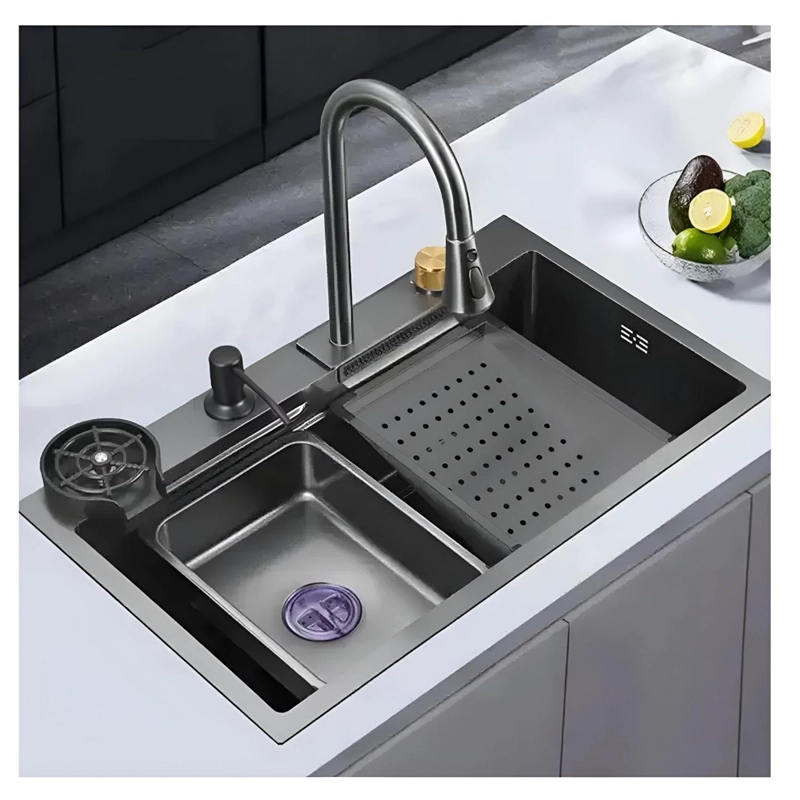 LAVADERO DE COCINA MULTIFUNCIONAL PREMIUM CROMADO ALFA AFL-554 - 5