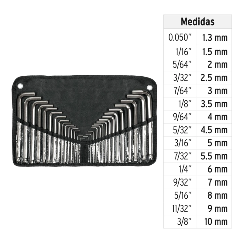 JUEGO 30 LLAVES ALLEN LARGAS STD Y MM PUNTA BOLA, ESTUCHE TRUPER - 3