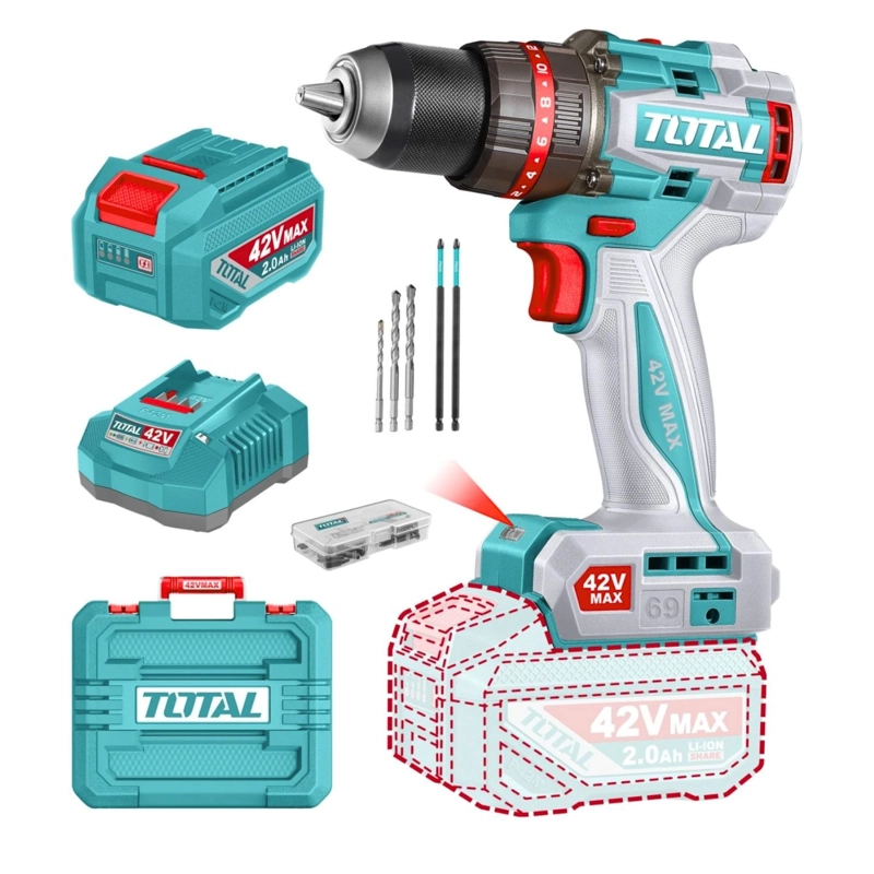 TALADRO PERCUTOR 69NM + 1 BATERÍA Y CARGADOR 42V TOTAL - 1