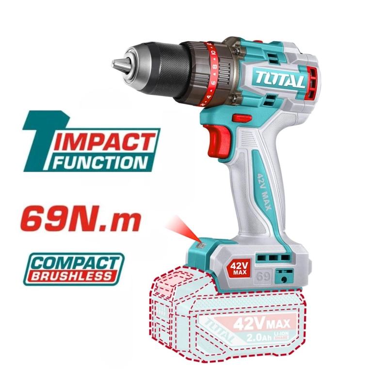 TALADRO PERCUTOR 69NM + 1 BATERÍA Y CARGADOR 42V TOTAL - 3