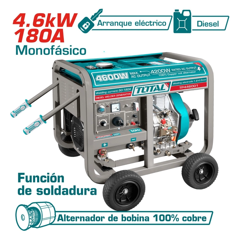 GENERADOR 4600W + SOLDADORA 180AMP DIESEL TOTAL - 2