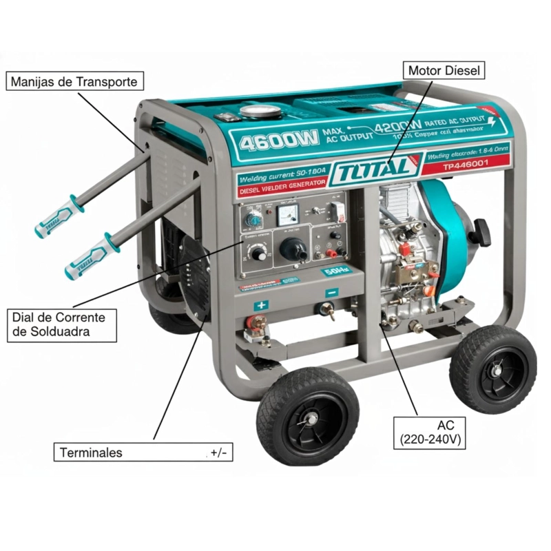 GENERADOR 4600W + SOLDADORA 180AMP DIESEL TOTAL - 3