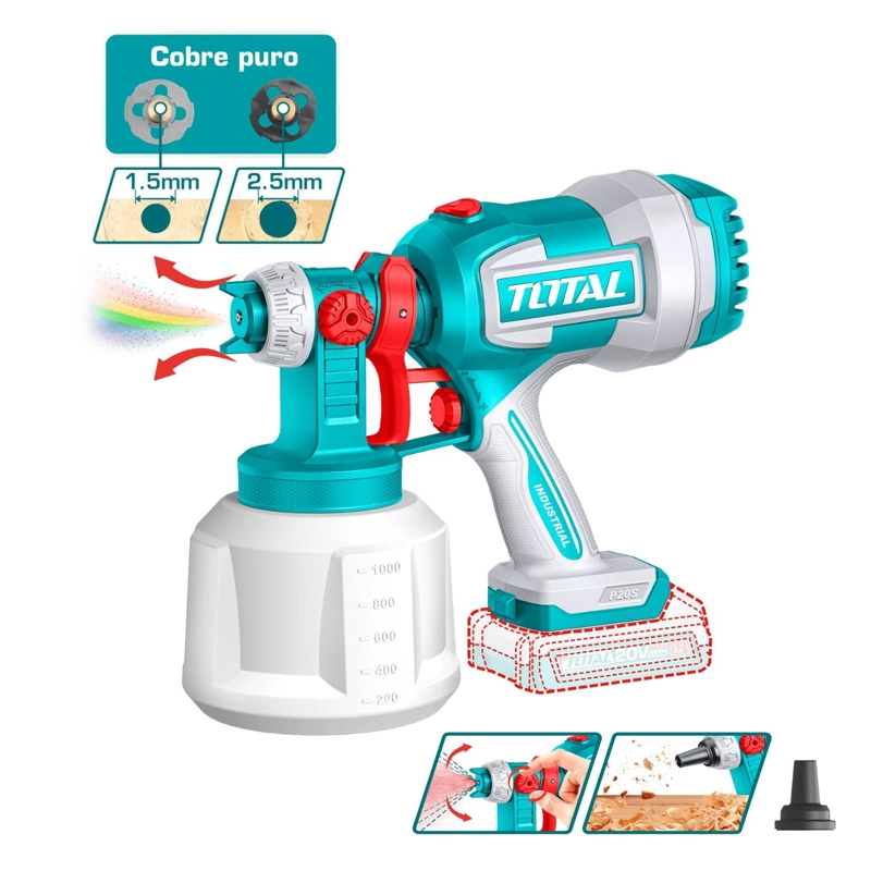 PISTOLA PARA PINTAR 20V 800ML + 1 CARGADOR + 1 BAT 2 AH - 3