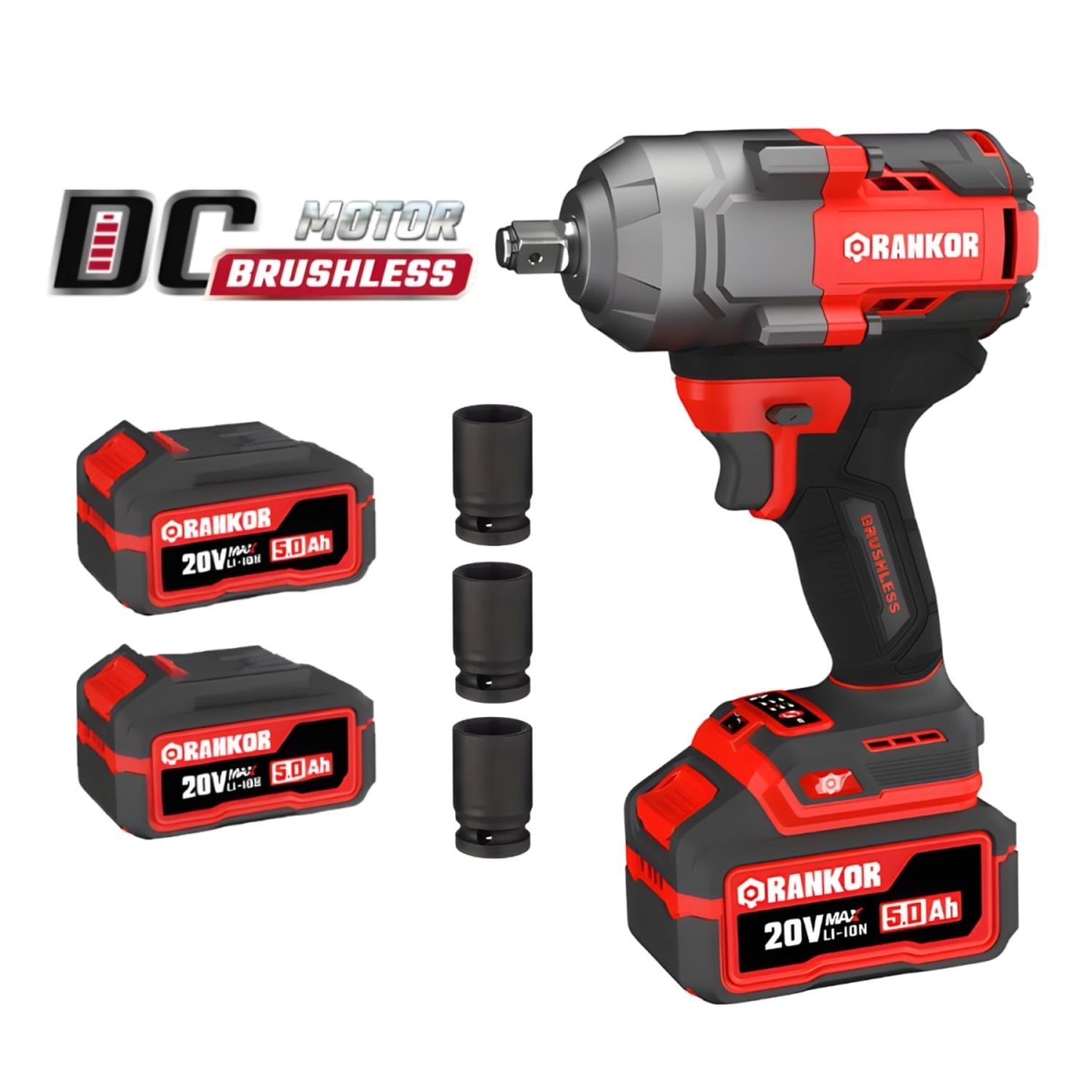 LLAVE DE IMPACTO 1000NM + 2 BATERIA 5AH Y CARGADOR 20V RANKOR - 1