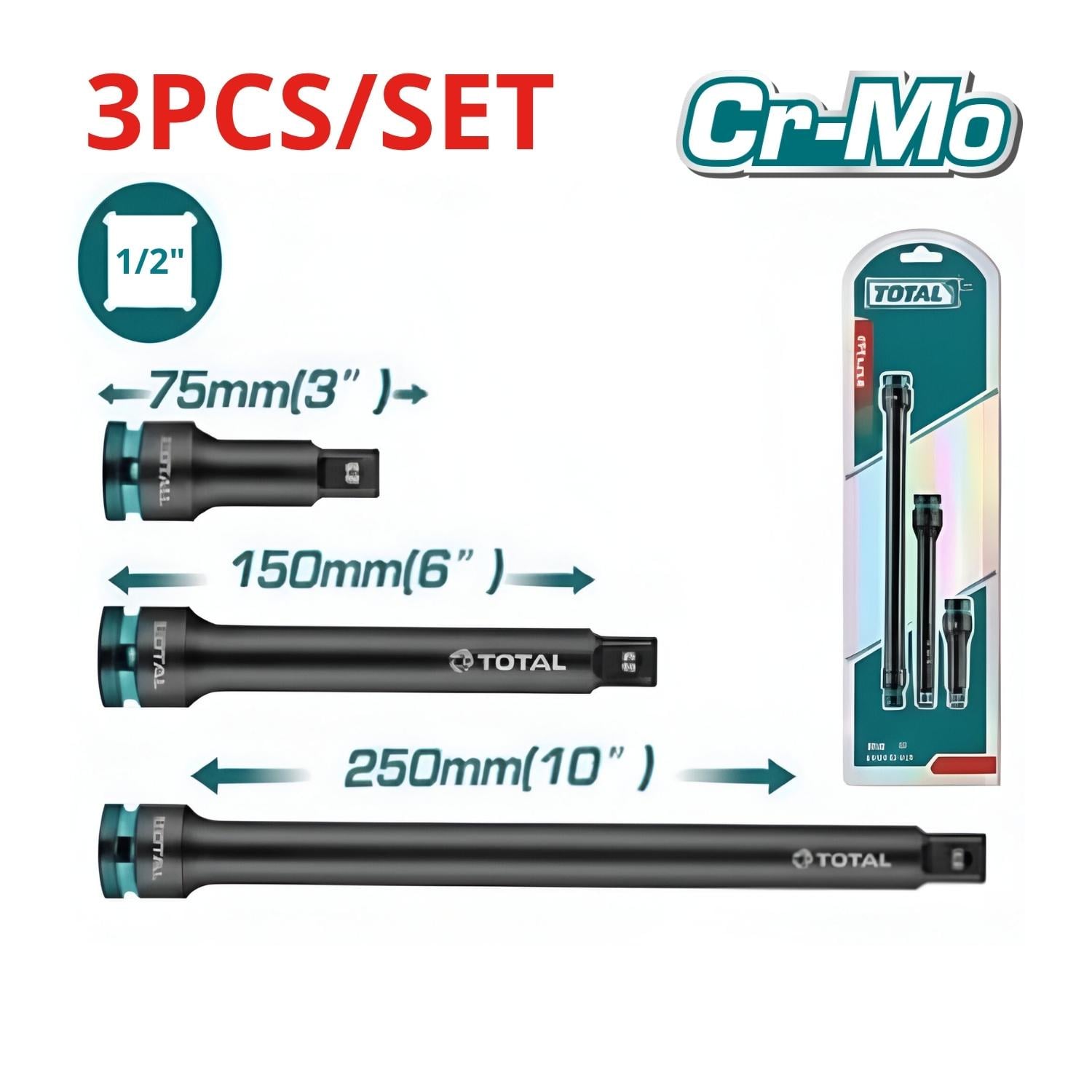 SET DE BARRAS EXTENSIBLE 1/2 '' CON MEDIDAS 3'' - 6'' - 10'' TOTAL - 2
