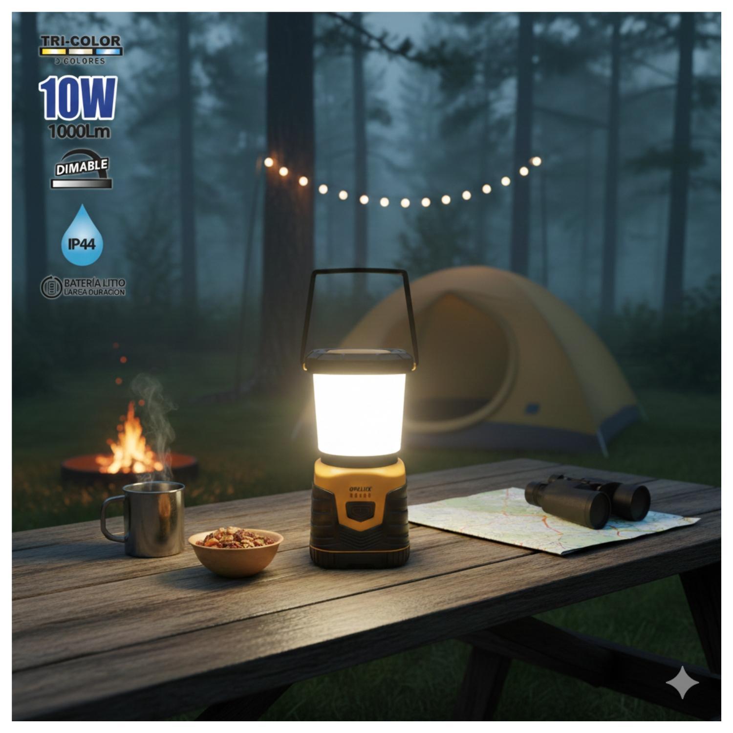 LÁMPARA CAMPING RECARGABLE 10W 1000LM OPALUX - 2