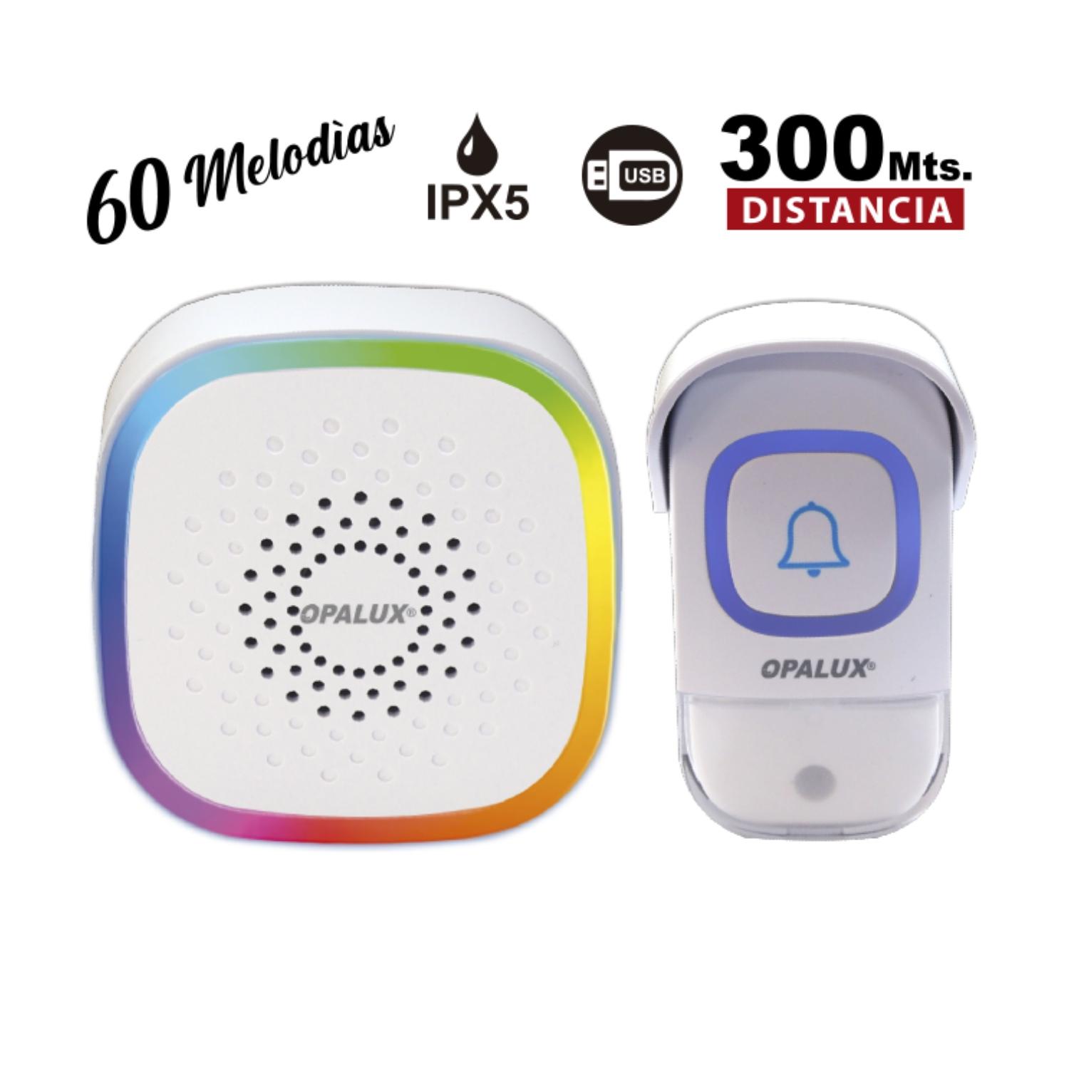 TIMBRE INALAMBRICO USB LUZ RGB 60 MELODIAS OPALUX - 6