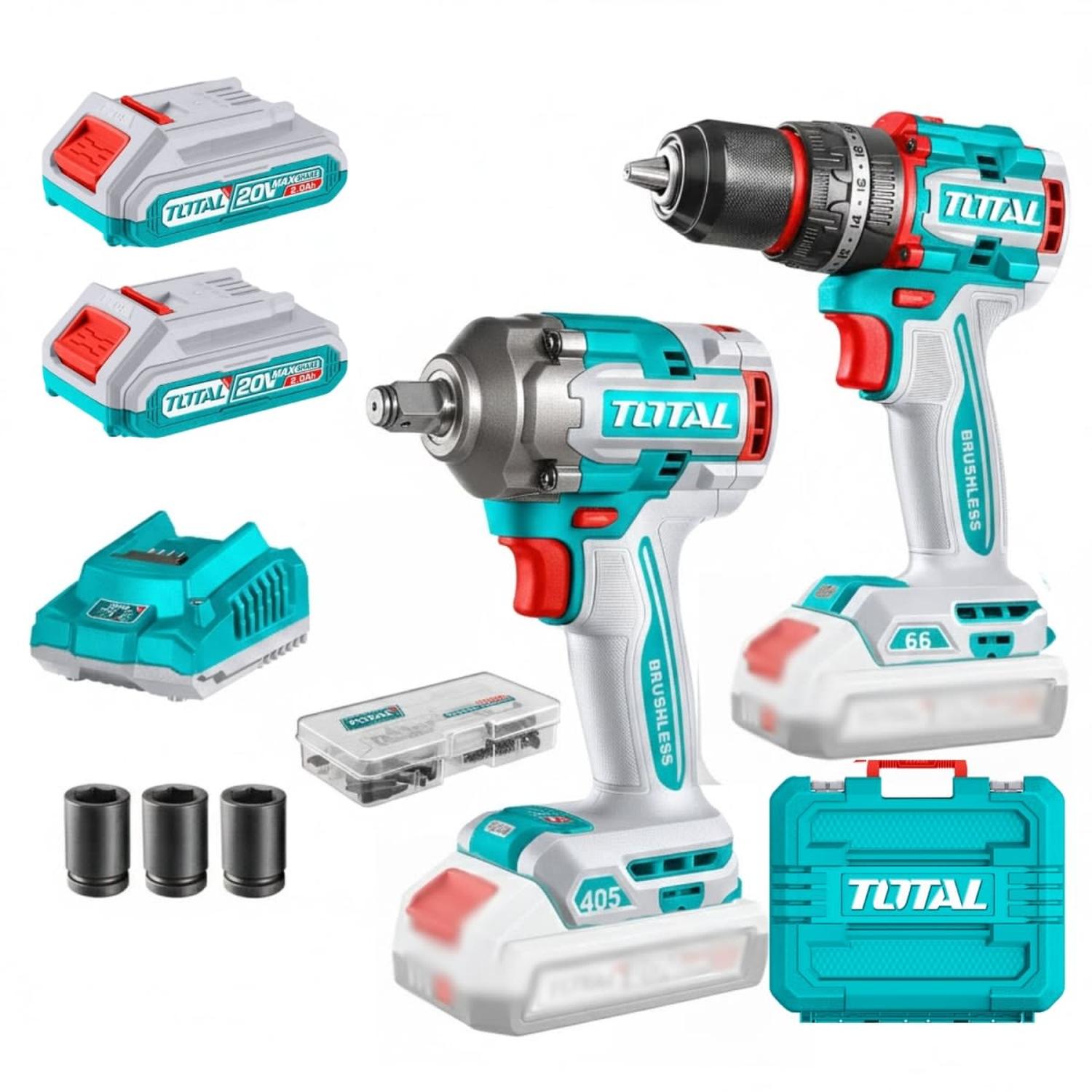 COMBO TALADRO PERCUTOR + LLAVE DE IMPACTO + AMOLADORA TOTAL - 4