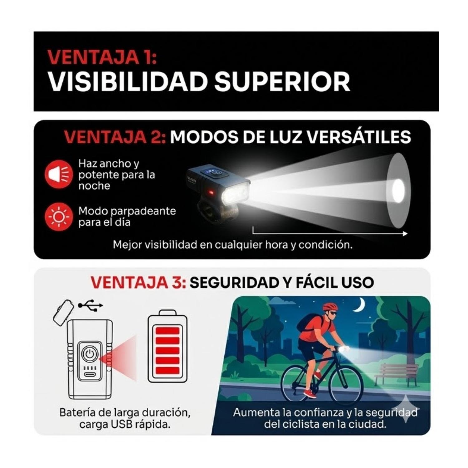 LUZ DELANTERA MULTIFUNCIONAL PARA BICICLETA OPALUX - 4