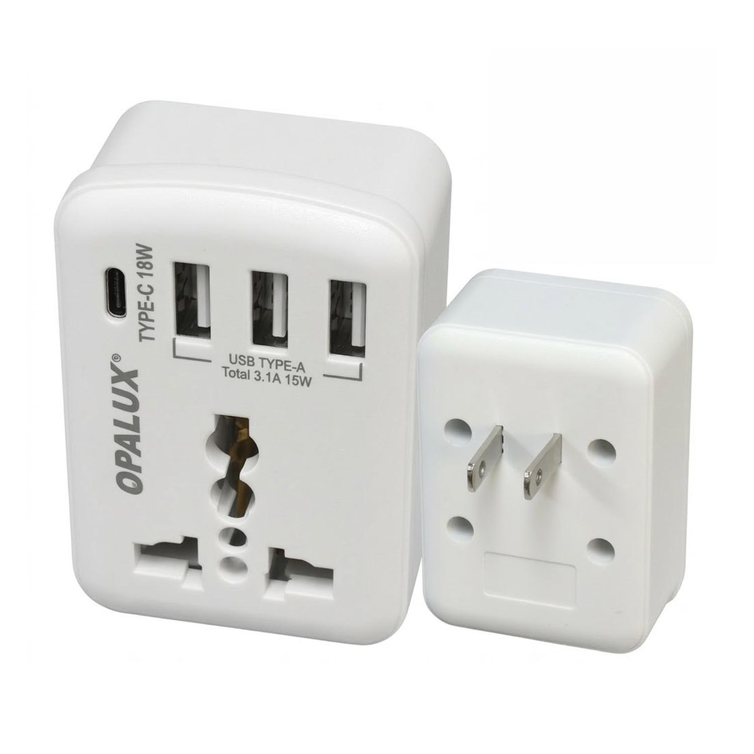 ADAPTADOR ENCHUFE MULTIPLE 3USB TIPO A + TIPO C OPALUX - 1