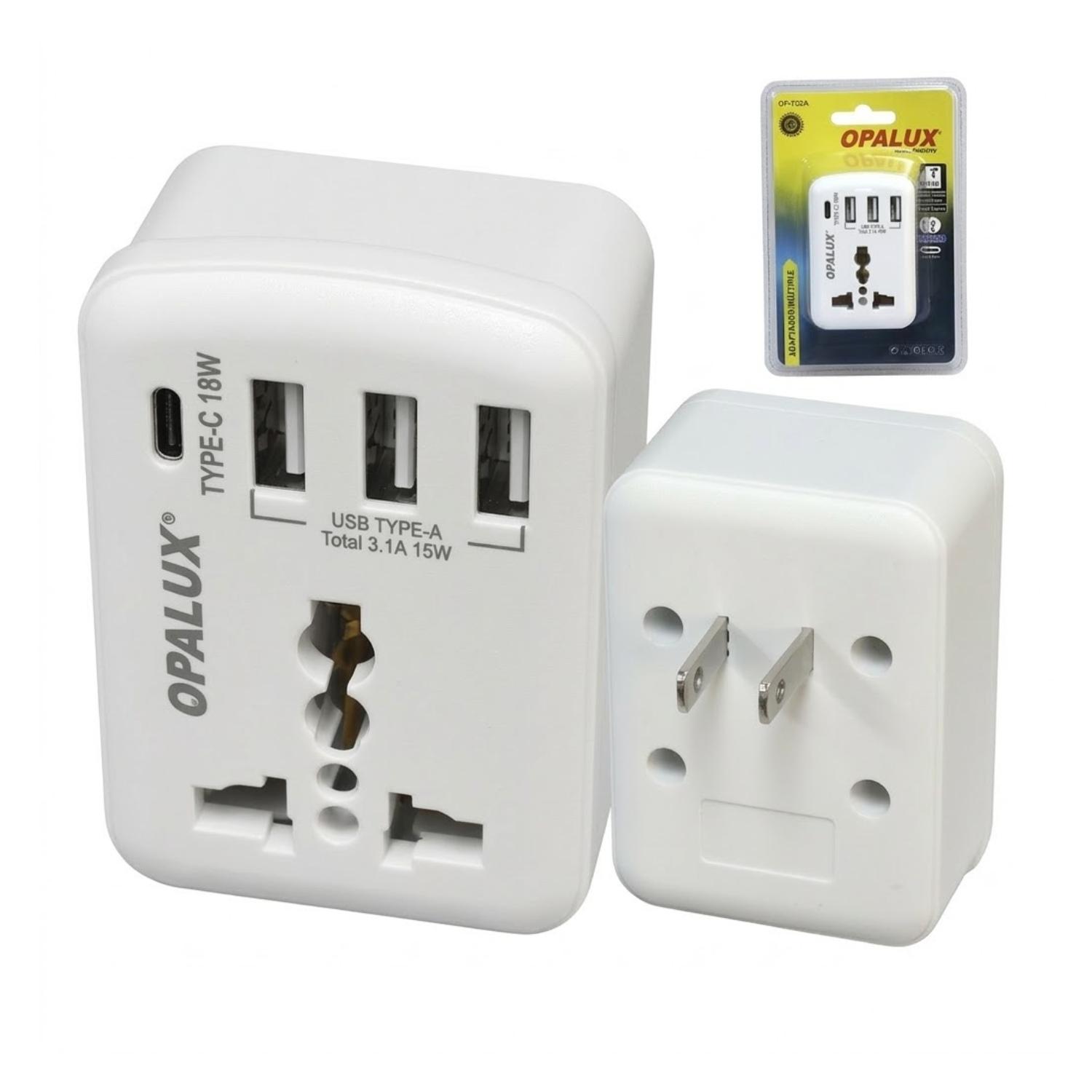 ADAPTADOR ENCHUFE MULTIPLE 3USB TIPO A + TIPO C OPALUX - 5