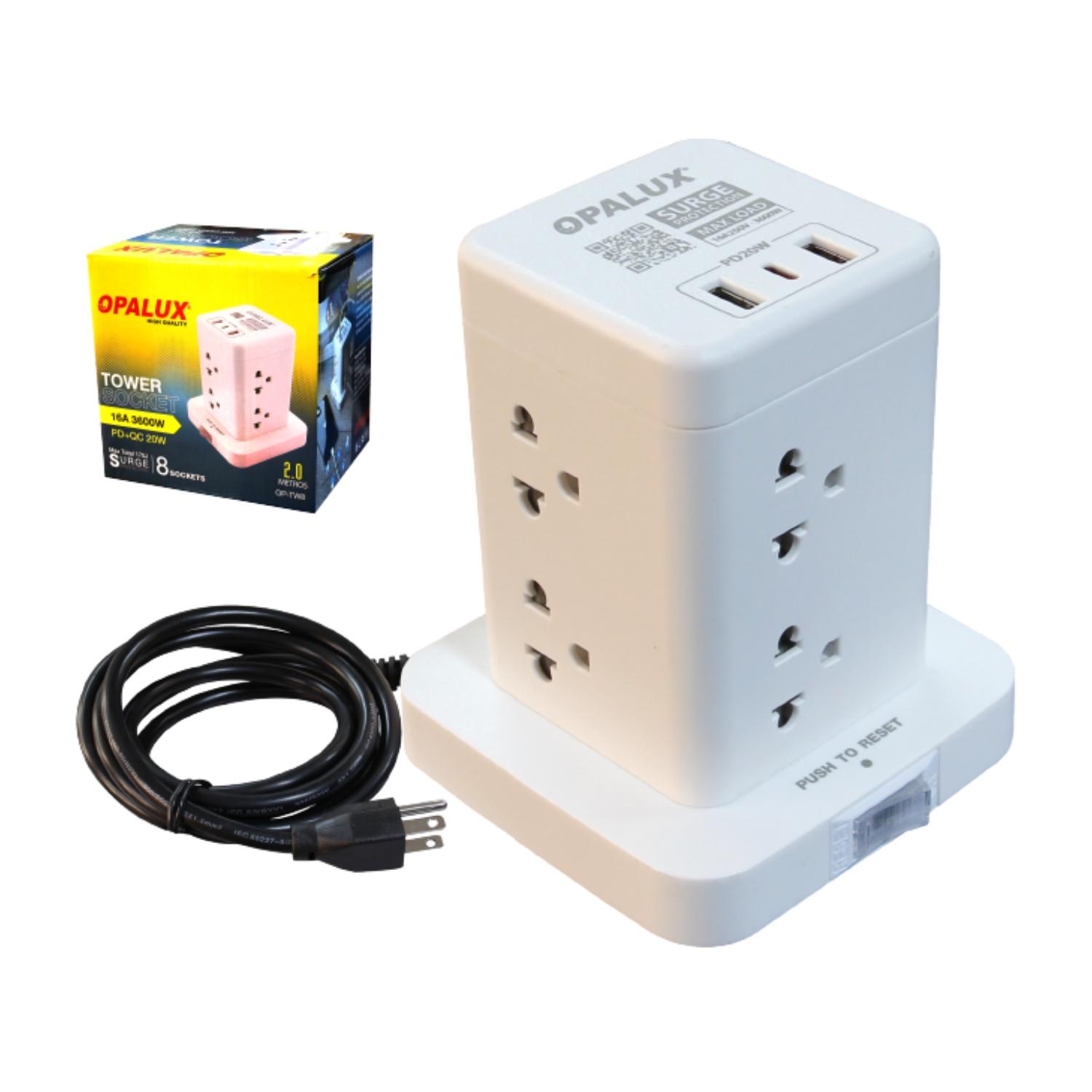 ADAPTADOR TIPO TORRE DE 8 TOMAS 2 USB TIPO A + TIPO C OPALUX - 1