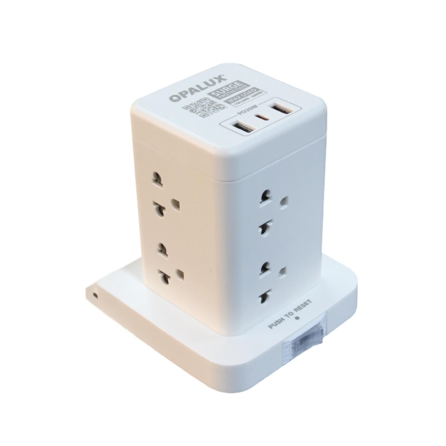 ADAPTADOR TIPO TORRE DE 8 TOMAS 2 USB TIPO A + TIPO C OPALUX - 4