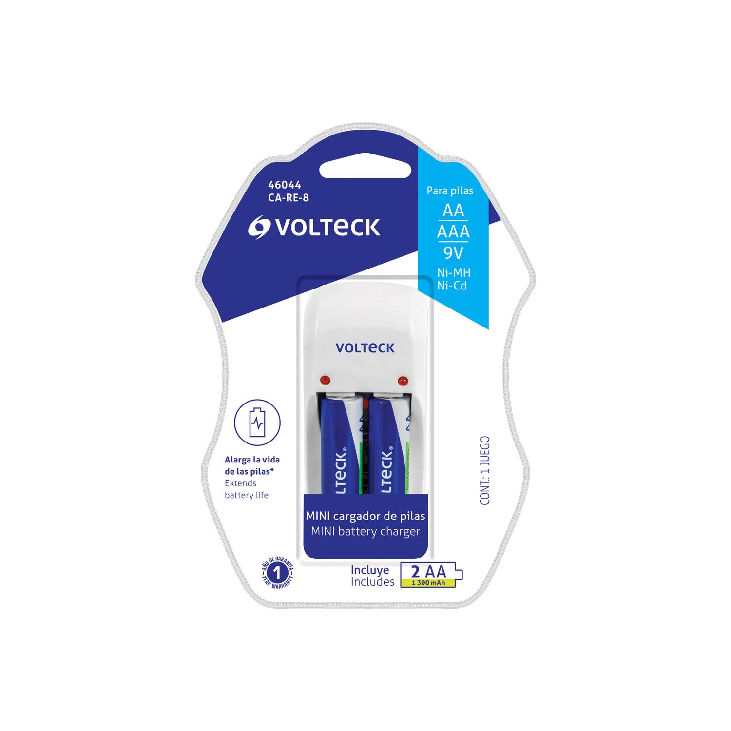 CARGADOR DE PILAS AA, AAA, 9V + BLISTER 2 PILAS AA VOLTECK - 4