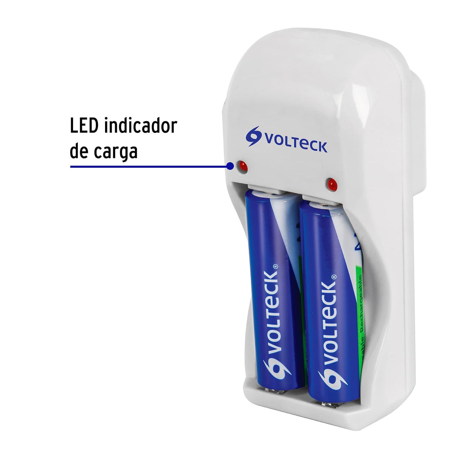 CARGADOR DE PILAS AA, AAA, 9V + BLISTER 2 PILAS AA VOLTECK - 6