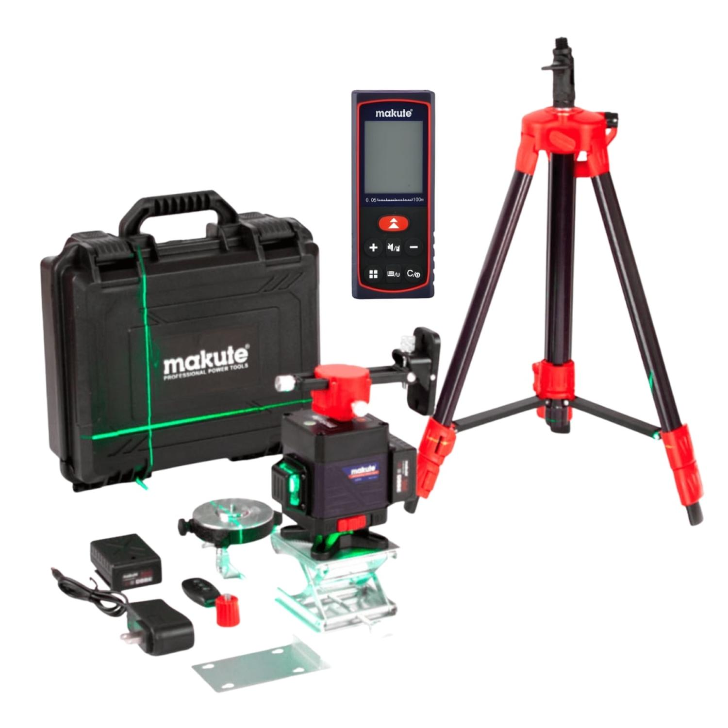 NIVEL LASER 12 LINEAS + MEDIDOR LASER 100M MAKUTE - 1