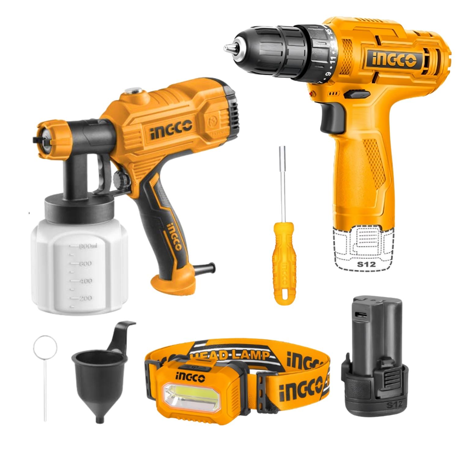 TALADRO 12V + PISTOLA PARA PINTAR 450W INGCO - 1
