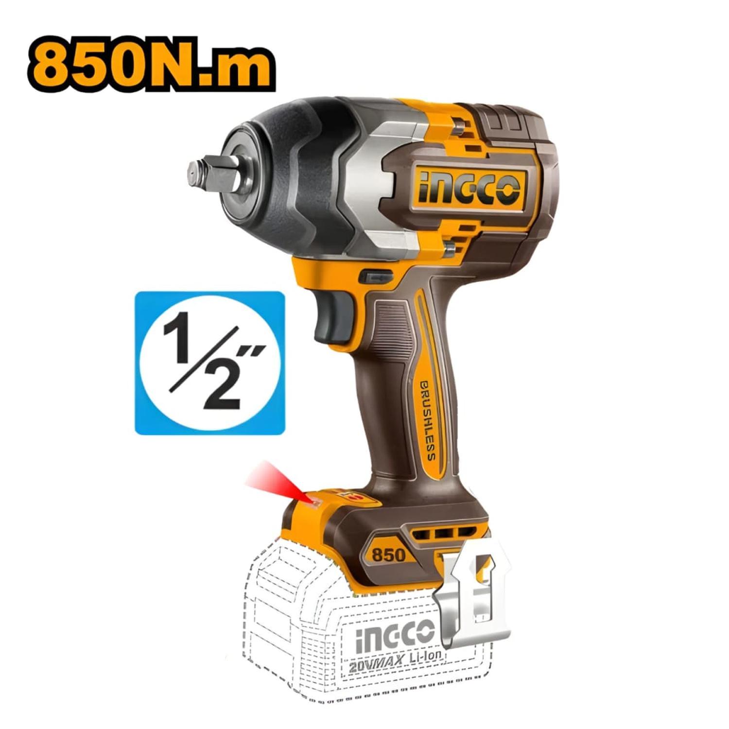 TALADRO PERCUTOR 96NM + LLAVE DE IMPACTO 850NM + AMOLADORA 20V INGCO - 5