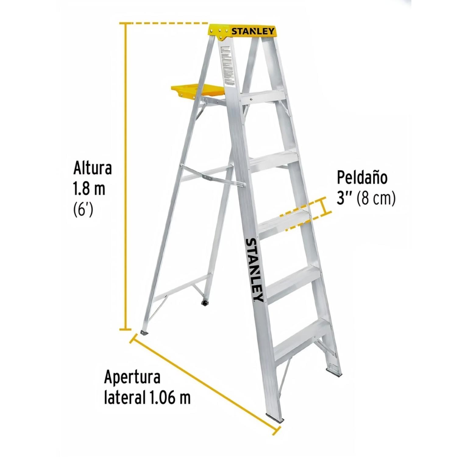 ESCALERA TIPO TIJERA DE ALUMINIO 5 PELDAÑOS STANLEY - 6