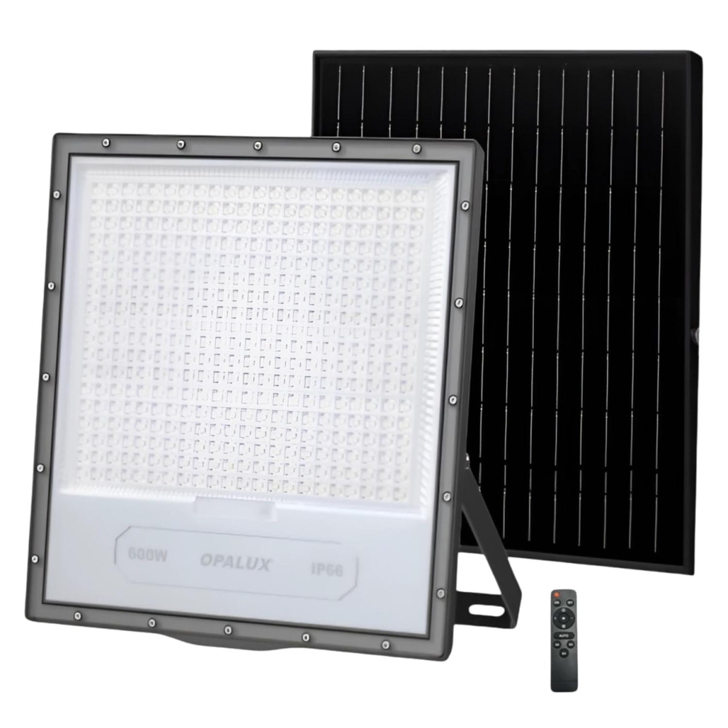 REFLECTOR LED CON PANEL SOLAR 600W TRICOLOR OPALUX - 1