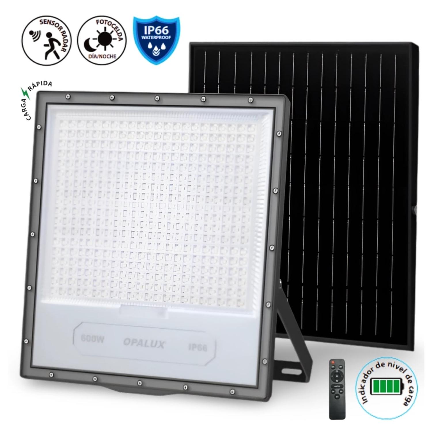 REFLECTOR LED CON PANEL SOLAR 600W TRICOLOR OPALUX - 4