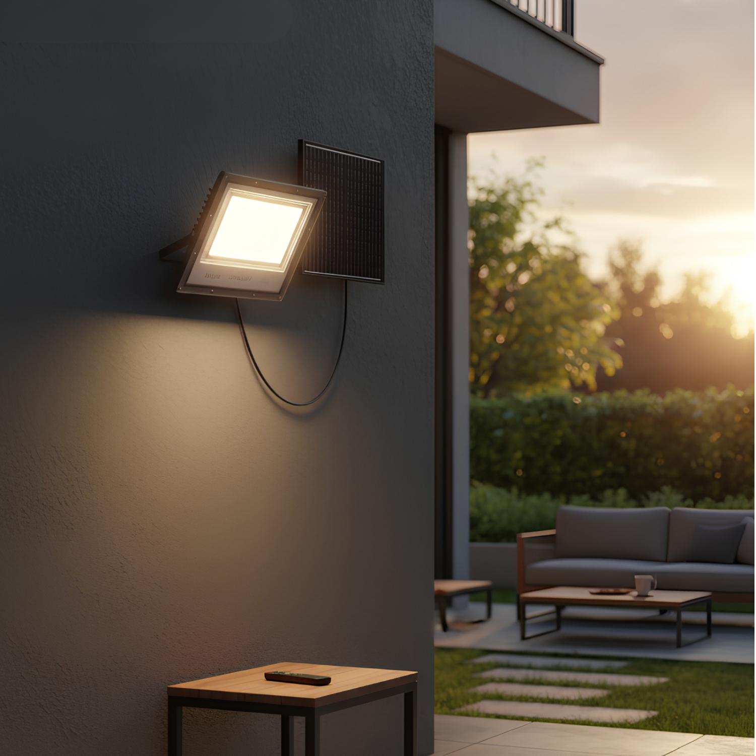 REFLECTOR LED CON PANEL SOLAR 300W LUZ CALIDA OPALUX - 3