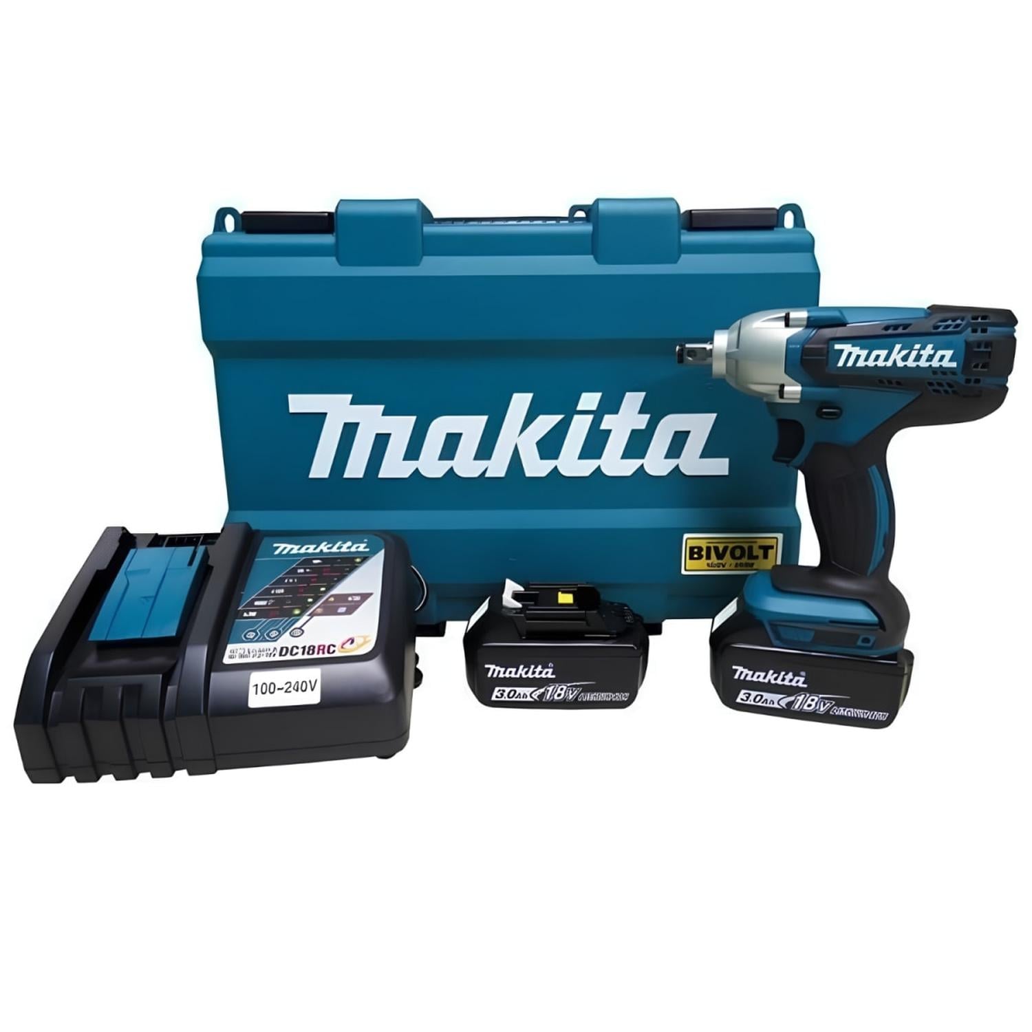 LLAVE DE IMPACTO 1/2 18V + 2 BATERÍAS 3AH Y CARGADOR MAKITA - 1