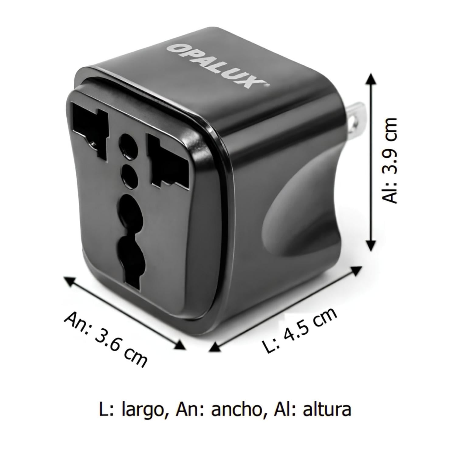 ADAPTADOR ENCHUFE UNIVERSAL COLOR NEGRO OPALUX - 2