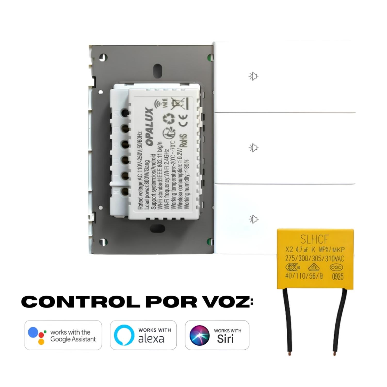 INTERRUPTOR TRIPLE INTELIGENTE SMART WIFI COLOR BLANCO OPALUX - 5