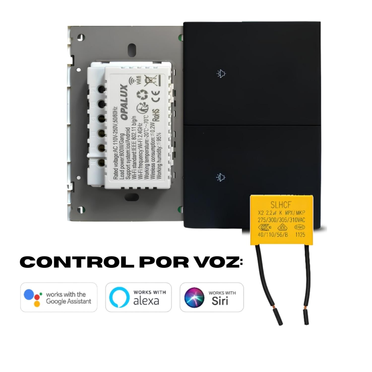 INTERRUPTOR DOBLE INTELIGENTE SMART WIFI COLOR NEGRO OPALUX - 5