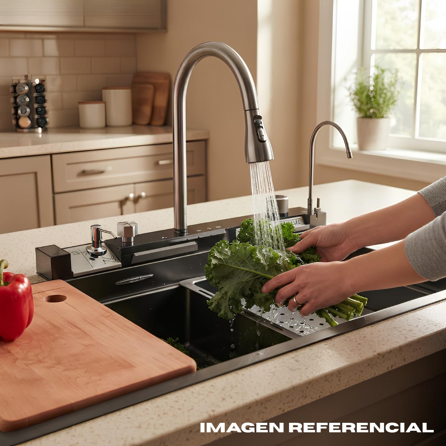 LAVADERO DE COCINA MULTI SMART INOX NEGRO FRATELLI KIT-7546B - 3