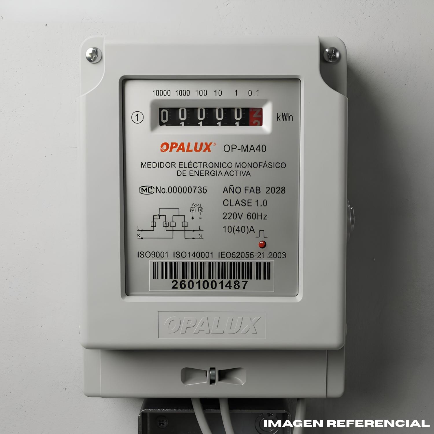 MEDIDOR DE ENERGIA MONOFASICO ANALOGICO OPALUX - 2