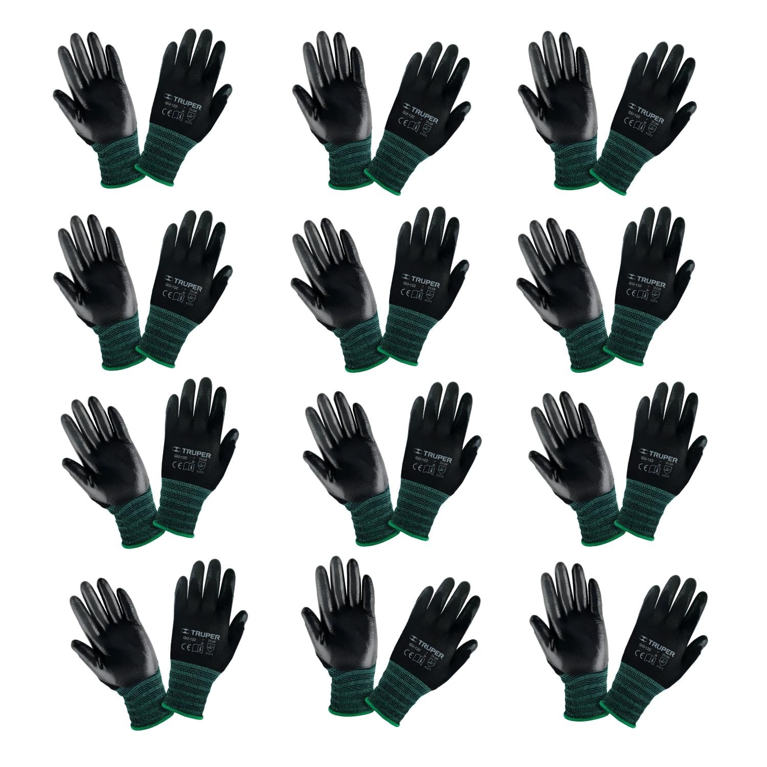 GUANTES DE NYLON DE NITRILO TALLA M 12 UNIDADES TRUPER - 1