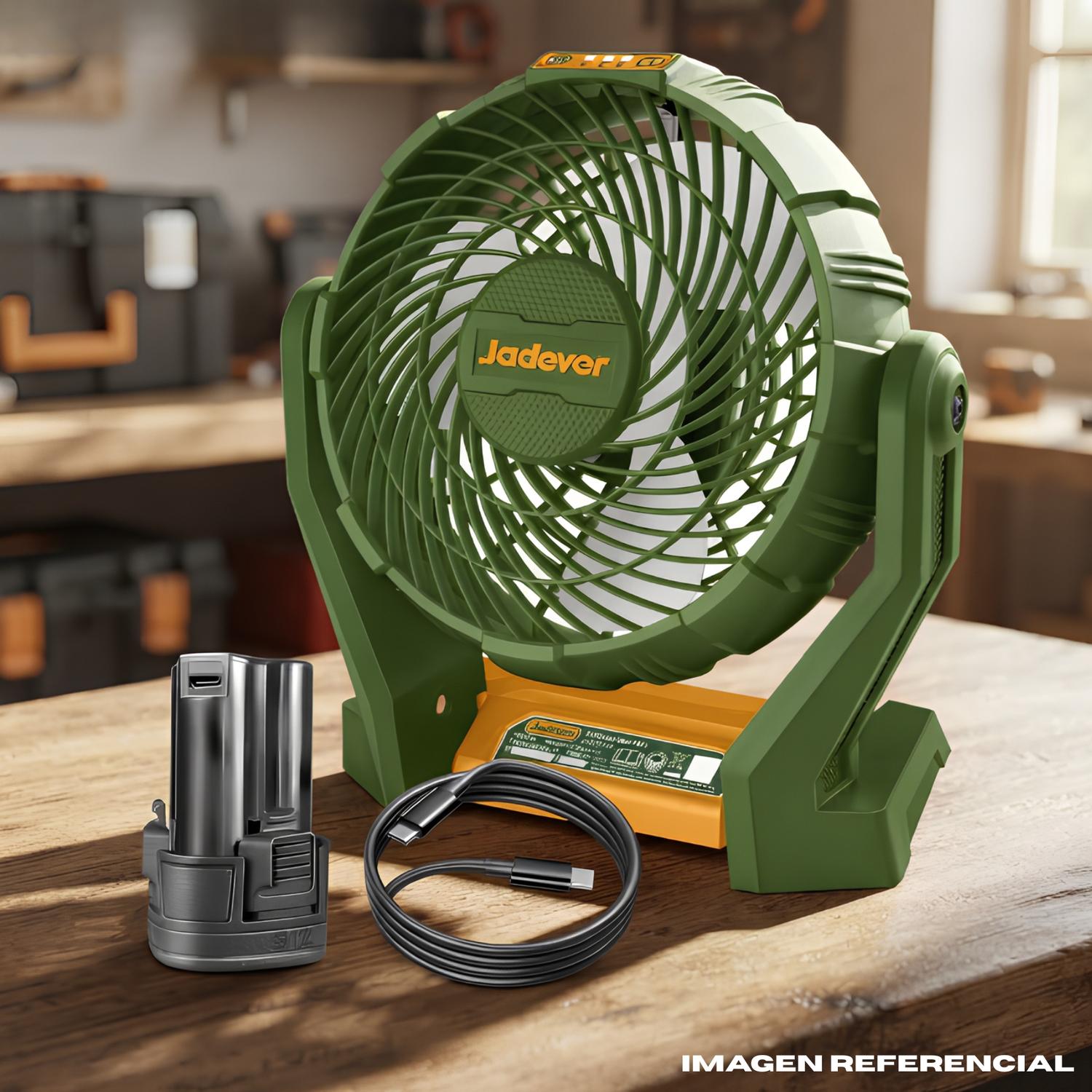 VENTILADOR 7' 12V + BATERIA + CABLE TIPO C JADEVER - 2