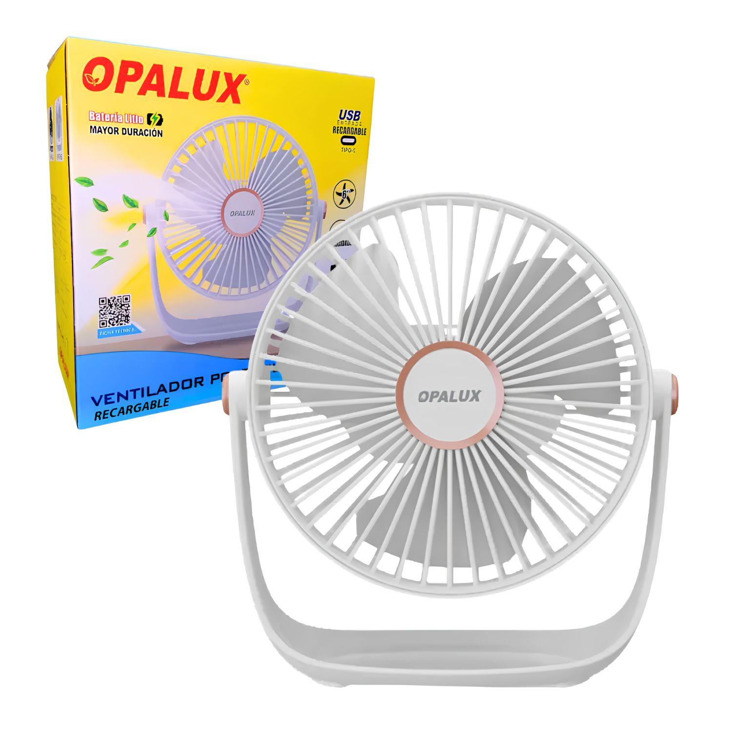 VENTILADOR PORTATIL RECARGABLE 5 VELOCIDADES BLANCO OPALUX - 2