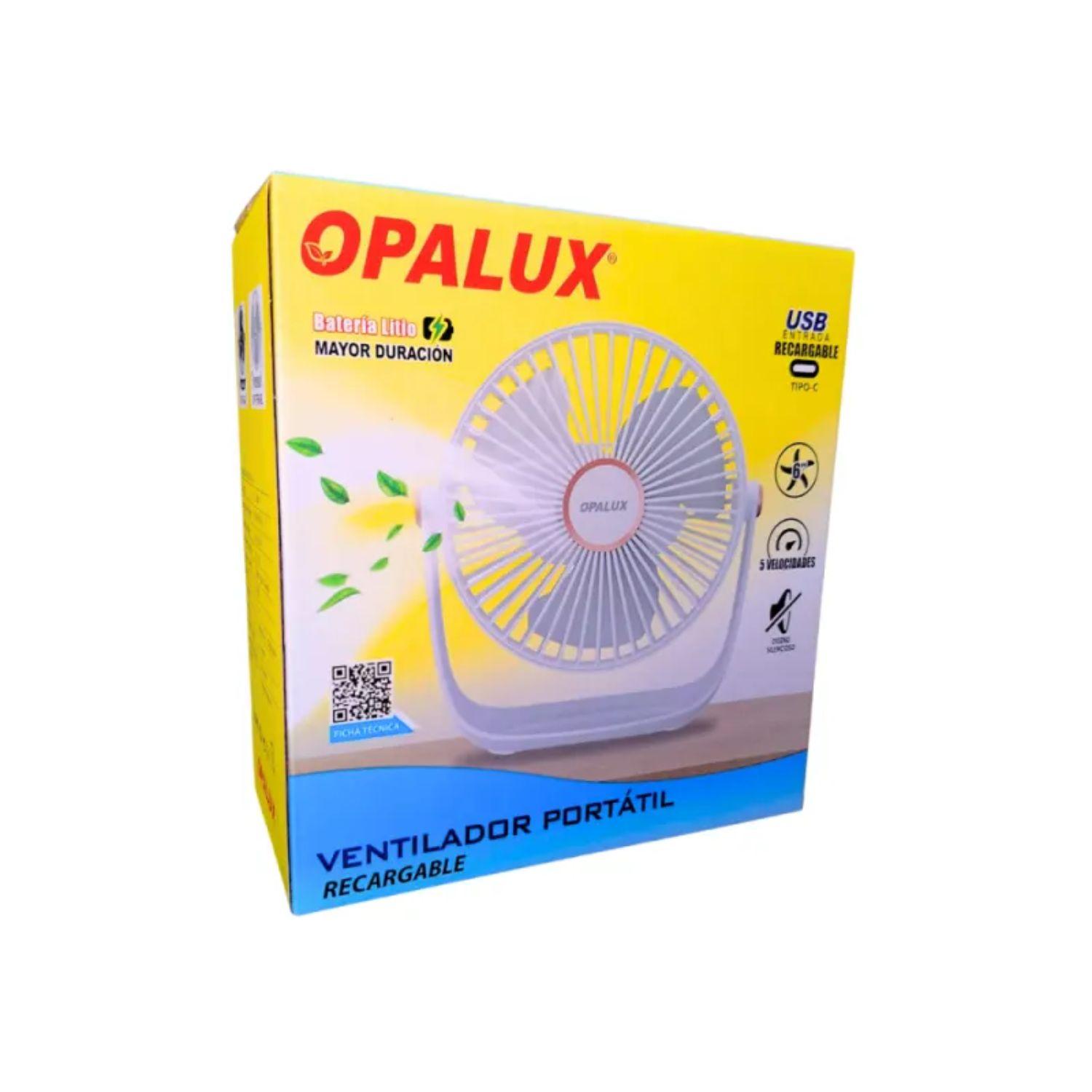 VENTILADOR PORTATIL RECARGABLE 5 VELOCIDADES BLANCO OPALUX - 3