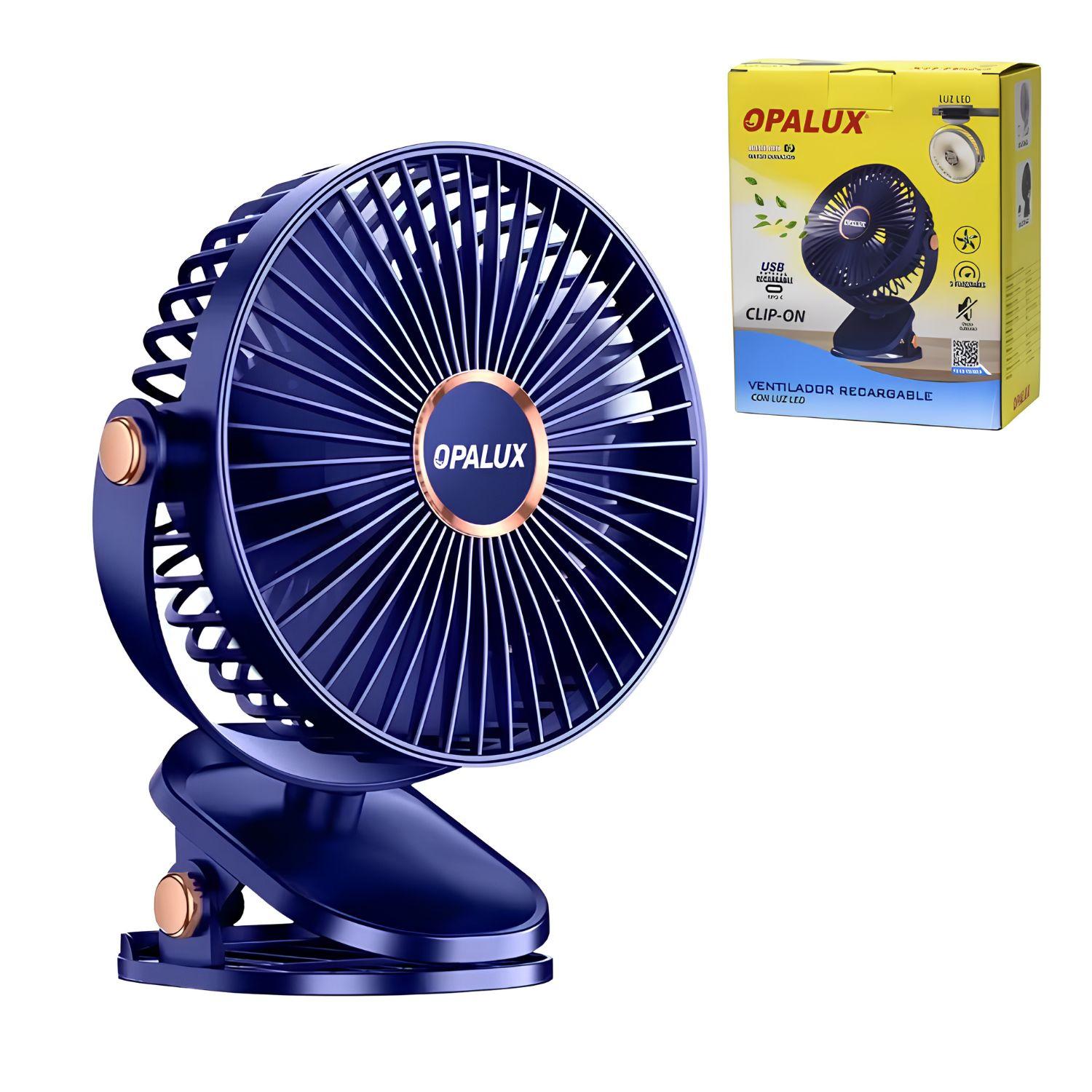 VENTILADOR RECARGABLE CLIP-ON 5 VELOCIDADES AZUL OPALUX - 3