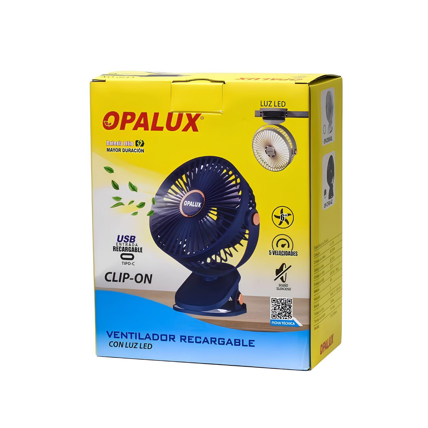 VENTILADOR RECARGABLE CLIP-ON 5 VELOCIDADES AZUL OPALUX - 4
