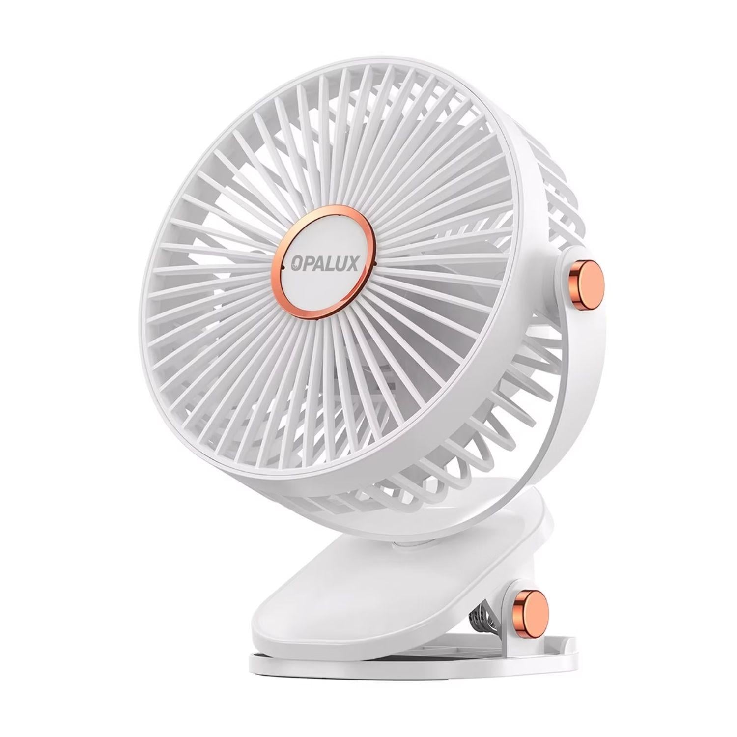 VENTILADOR RECARGABLE CLIP-ON 5 VELOCIDADES BLANCO OPALUX - 1
