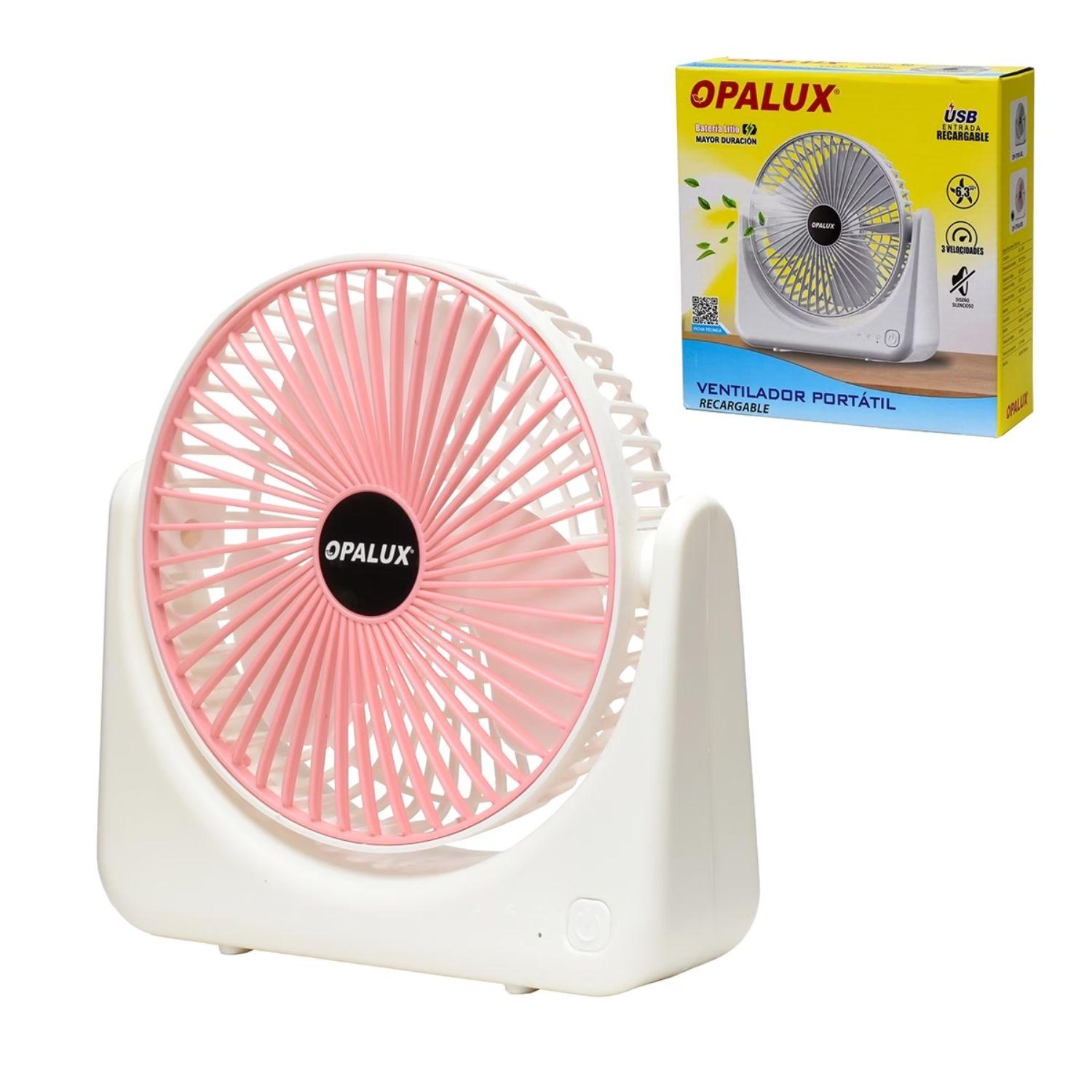 VENTILADOR PORTATIL RECARGABLE 3 VELOCIDADES ROSADO OPALUX - 3