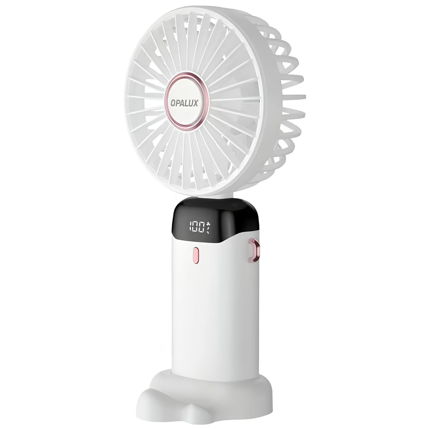 VENTILADOR RECARGABLE CON SOPORTE PARA CELULAR BLANCO OPALUX - 1