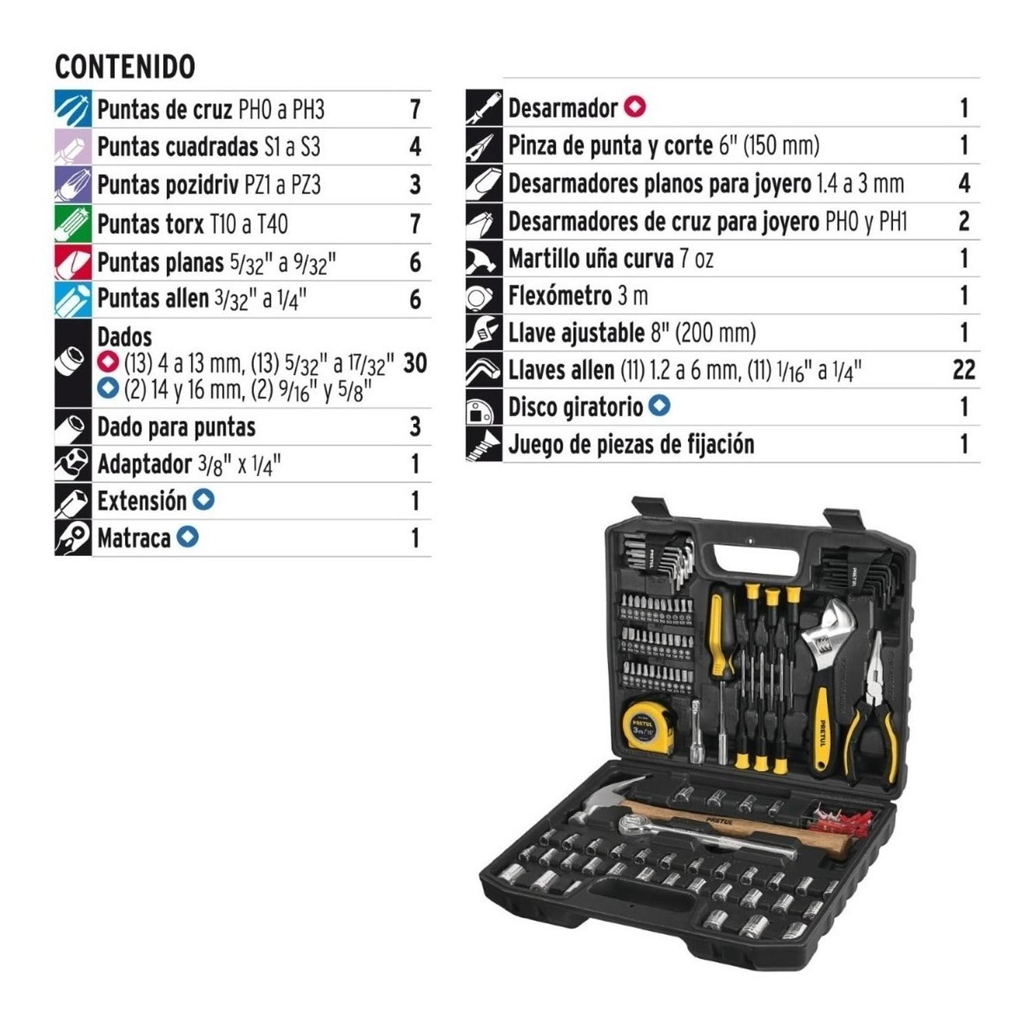 JUEGO DE 104 HERRAMIENTAS PRETUL 27169 - 4