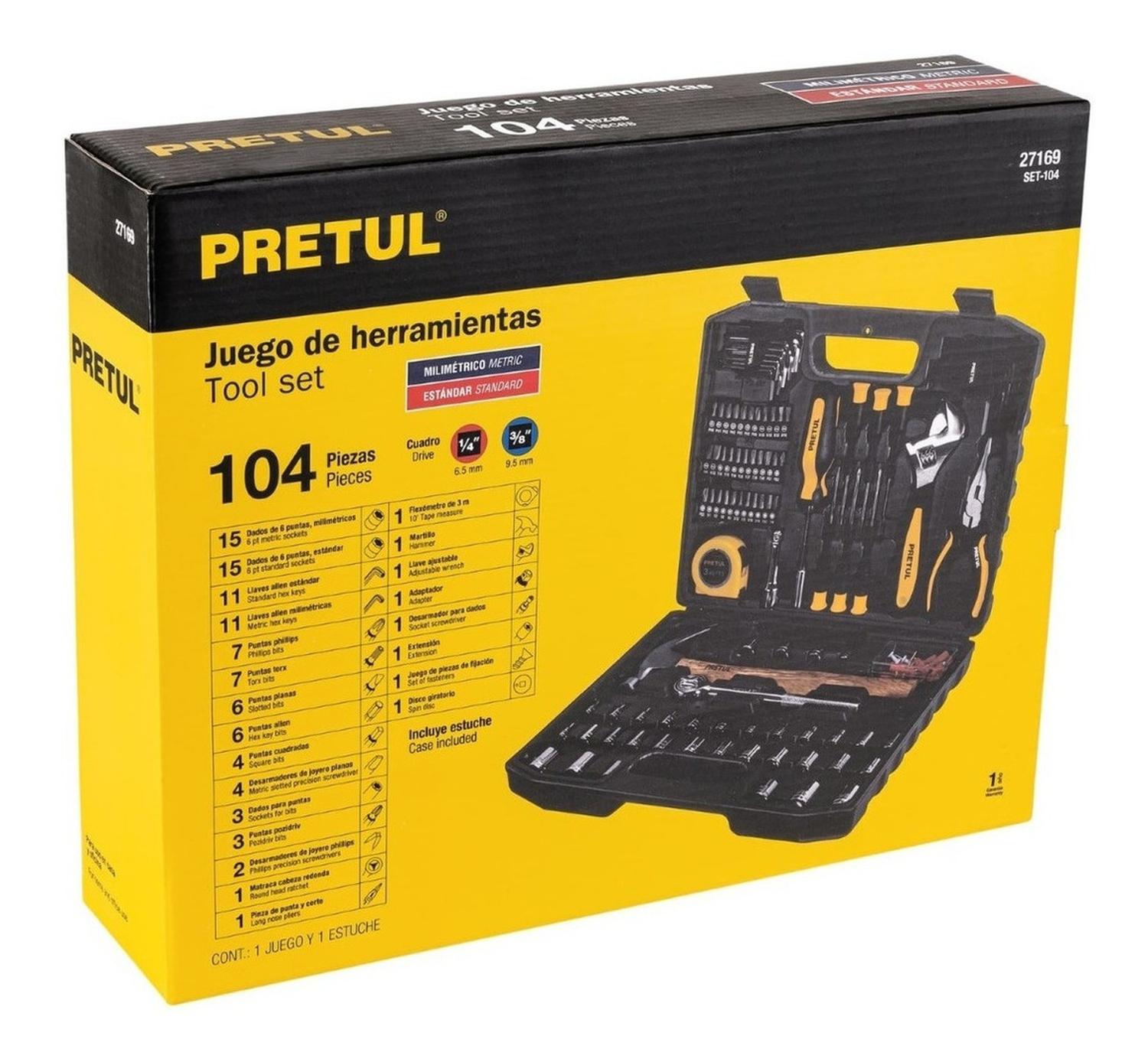 JUEGO DE 104 HERRAMIENTAS PRETUL 27169 - 5