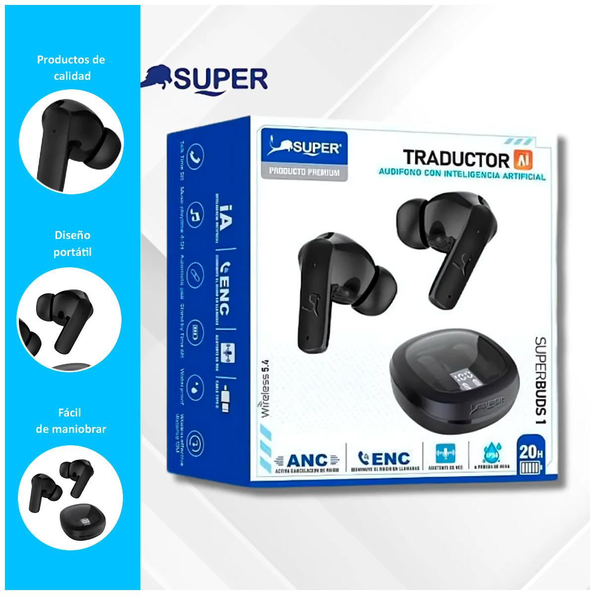 AUDÍFONOS SUPERBUDS 1 AL BLUETOOTH TRADUCTORA - 2