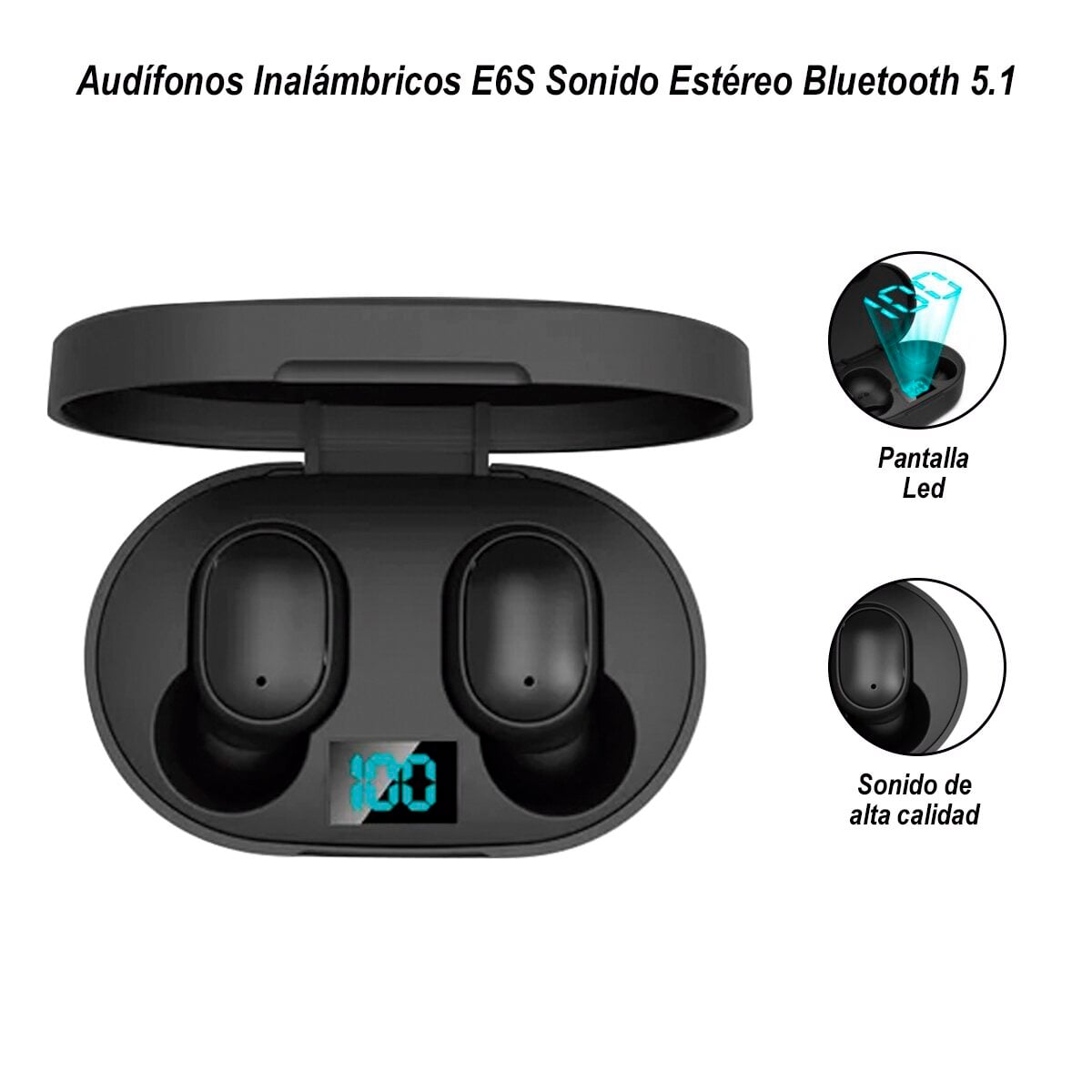 AUDÍFONOS INALÁMBRICOS E6S CON BLUETOOTH 5.1 - 1
