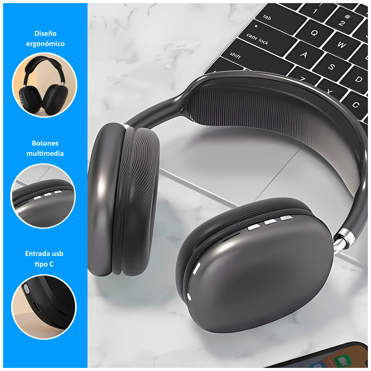 AUDÍFONOS INALÁMBRICOS P9 CON BLUETOOTH 5.0 - 2